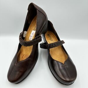 Naot Brown Mary Jane Forward Leather Pump Womens Size 9 Braided Comfort